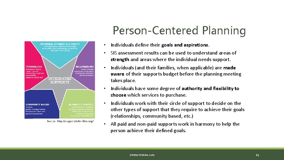 Person-Centered Planning • Individuals define their goals and aspirations. • SIS assessment results can Person-Centered Planning • Individuals define their goals and aspirations. • SIS assessment results can