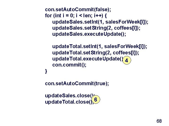 con. set. Auto. Commit(false); for (int i = 0; i < len; i++) {