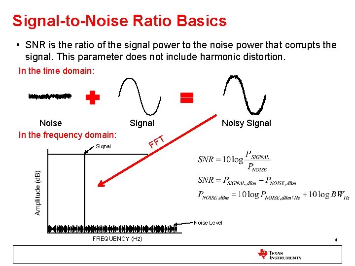 Signal-to-Noise Ratio Basics • SNR is the ratio of the signal power to the