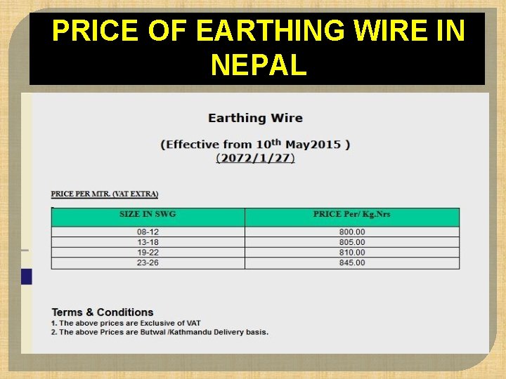 PRICE OF EARTHING WIRE IN NEPAL 