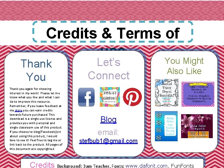 Credits & Terms of use You Might Thank You Let’s Connect Thank you again