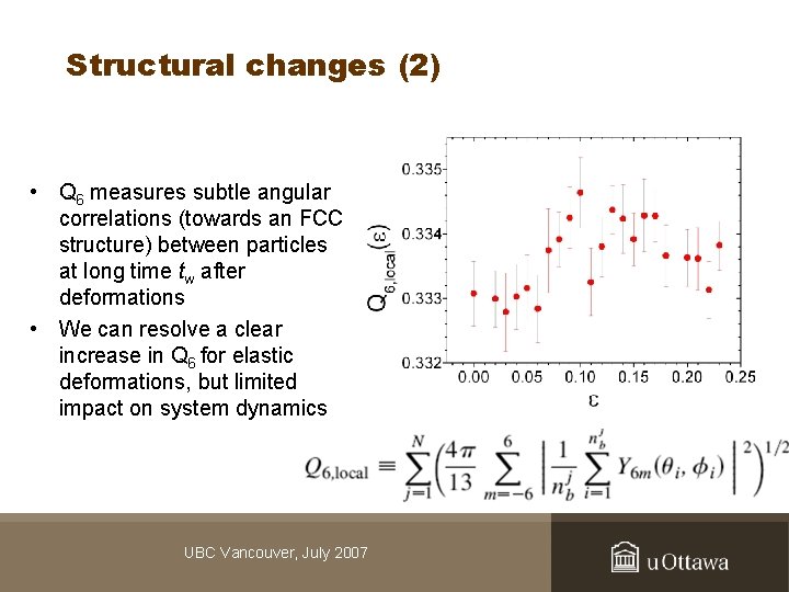 Structural changes (2) • Q 6 measures subtle angular correlations (towards an FCC structure)