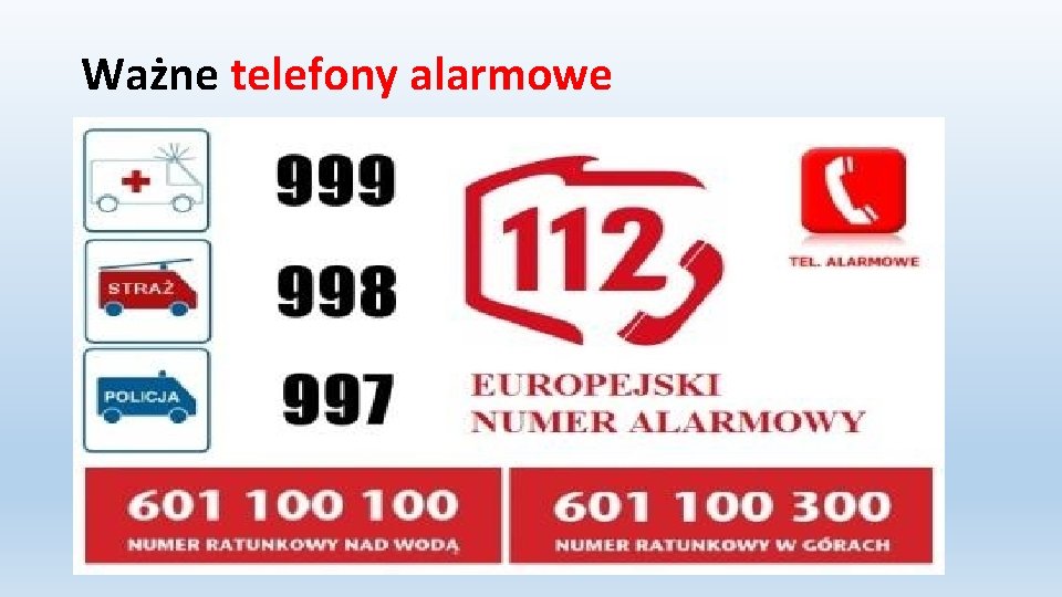 Ważne telefony alarmowe 