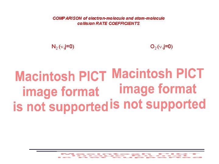 COMPARISON of electron-molecule and atom-molecule collision RATE COEFFICIENTS N 2 (n, j=0) O 2