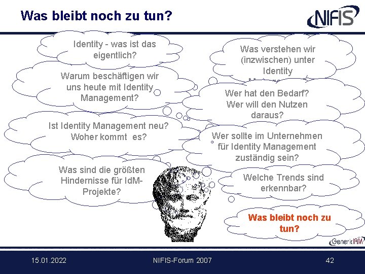 Was bleibt noch zu tun? Identity - was ist das eigentlich? Warum beschäftigen wir