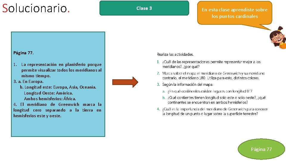 Solucionario. Clase 3 En esta clase aprendiste sobre los puntos cardinales Página 77. 1.