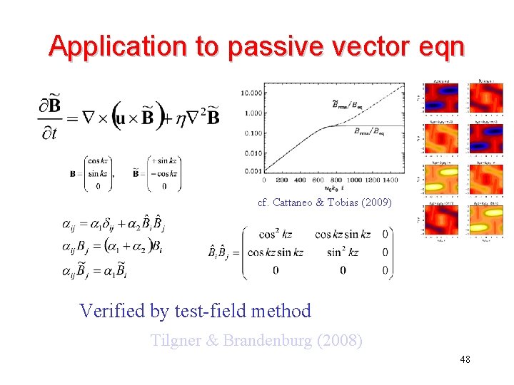 Application to passive vector eqn cf. Cattaneo & Tobias (2009) Verified by test-field method