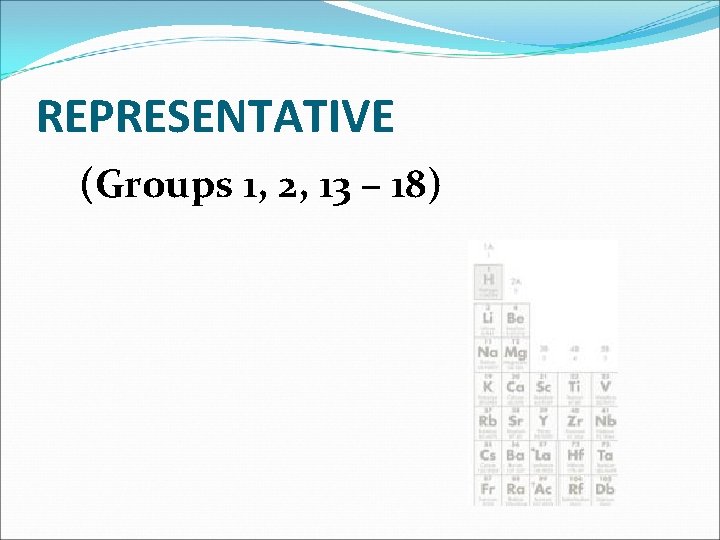 REPRESENTATIVE (Groups 1, 2, 13 – 18) 