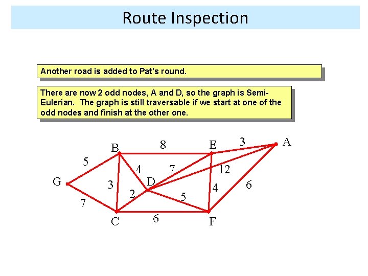 Route Inspection Another road is added to Pat’s round. There are now 2 odd
