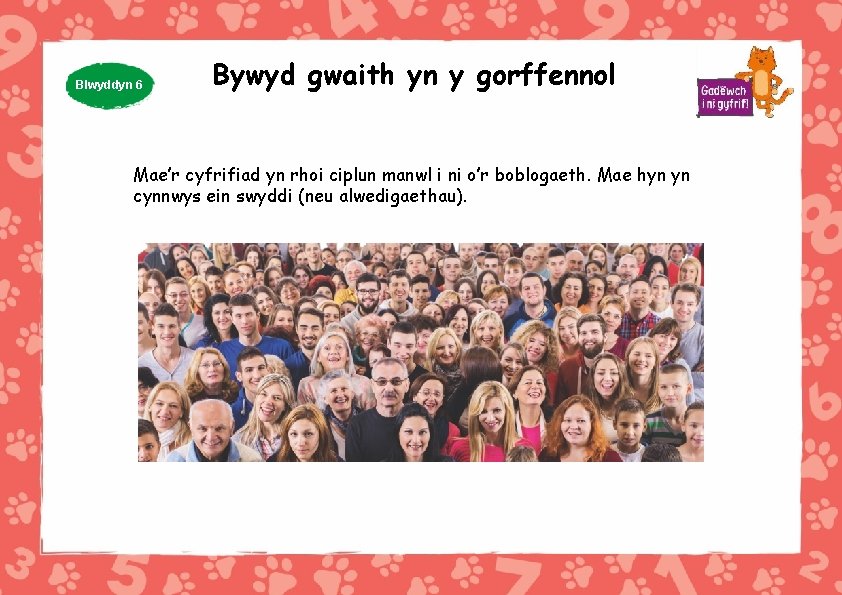 Blwyddyn 6 Bywyd gwaith yn y gorffennol Mae’r cyfrifiad yn rhoi ciplun manwl i