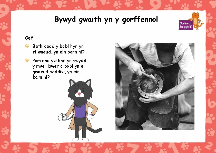 Bywyd gwaith yn y gorffennol Gof Beth oedd y bobl hyn yn ei wneud,