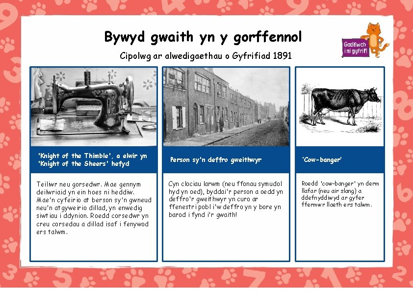 Bywyd gwaith yn y gorffennol Cipolwg ar alwedigaethau o Gyfrifiad 1891 'Knight of the