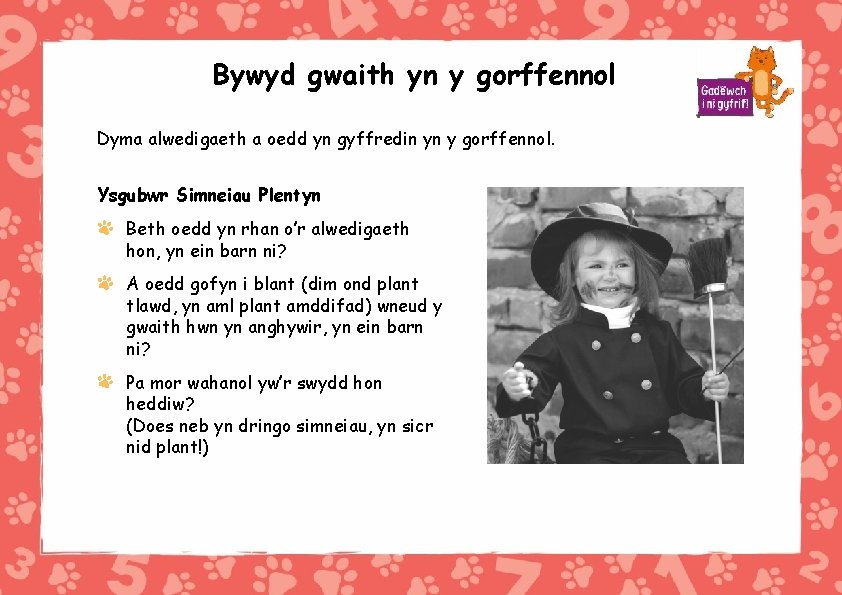 Bywyd gwaith yn y gorffennol Dyma alwedigaeth a oedd yn gyffredin yn y gorffennol.