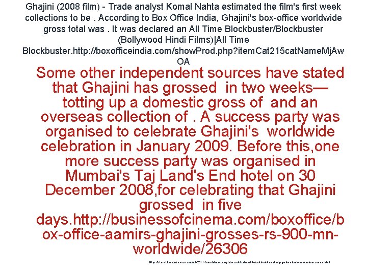 Ghajini (2008 film) - Trade analyst Komal Nahta estimated the film's first week collections