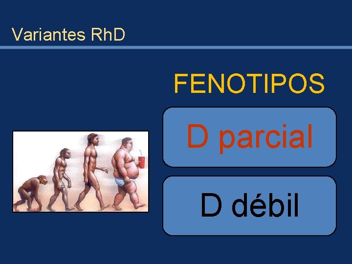 Variantes Rh. D FENOTIPOS D parcial D débil 