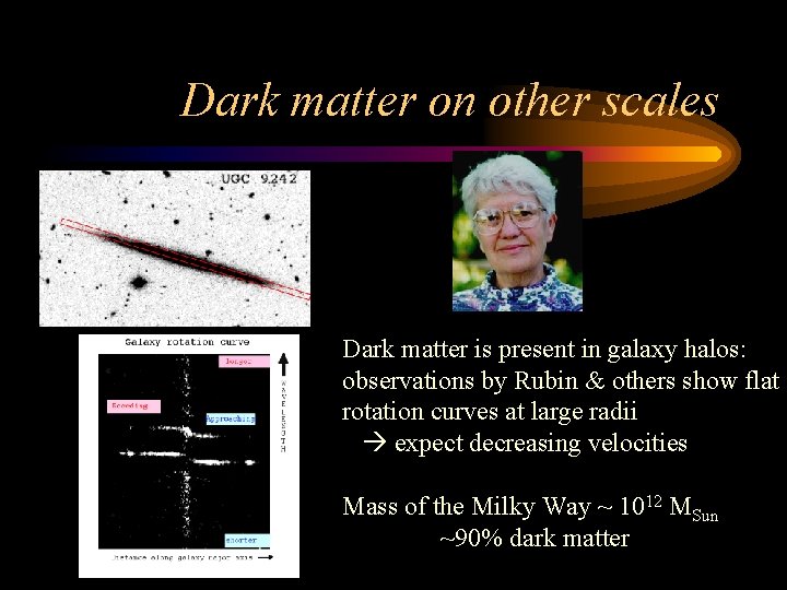 Dark matter on other scales Dark matter is present in galaxy halos: observations by