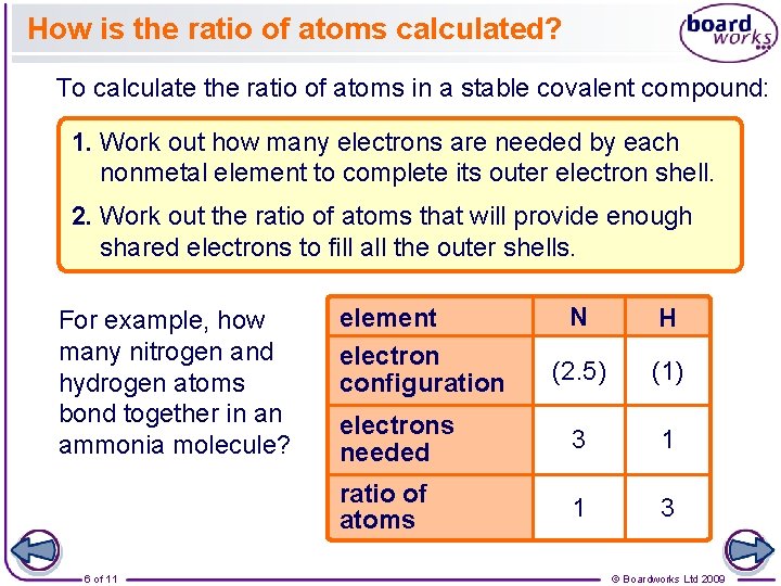 How is the ratio of atoms calculated? To calculate the ratio of atoms in