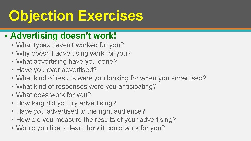 Objection Exercises Part 2 of Uncovering the Real