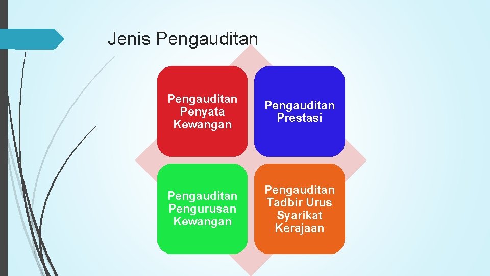 Jenis Pengauditan Penyata Kewangan Pengauditan Prestasi Pengauditan Pengurusan Kewangan Pengauditan Tadbir Urus Syarikat Kerajaan