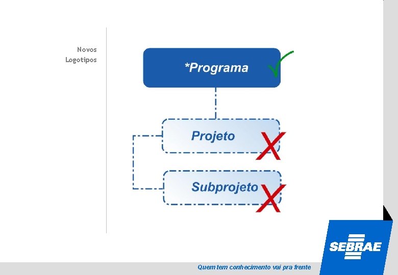 SEBRAE Novos Logotipos Quem tem conhecimento vai pra frente 