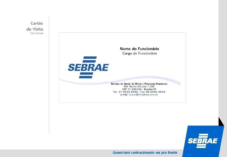 Cartão de Visita SEBRAE 9, 0 x 5, 0 cm Quem tem conhecimento vai