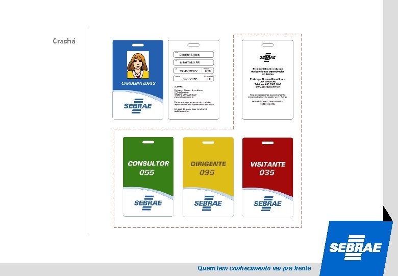 SEBRAE Crachá Quem tem conhecimento vai pra frente 