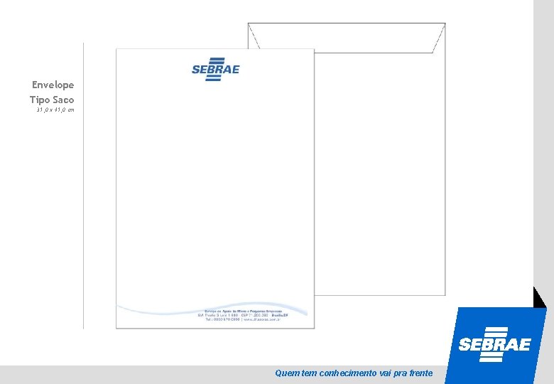 Envelope Tipo Saco SEBRAE 31, 0 x 41, 0 cm Quem tem conhecimento vai