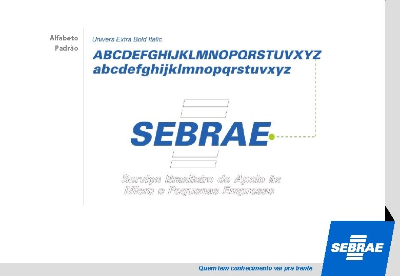 SEBRAE Alfabeto Padrão Quem tem conhecimento vai pra frente 