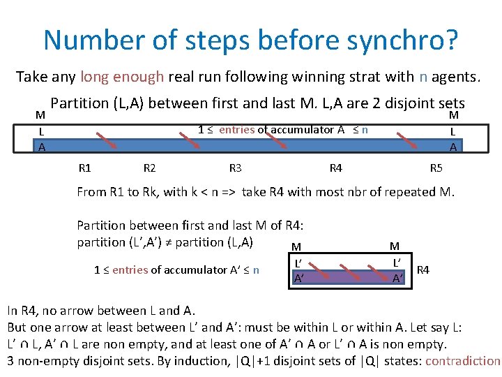 Number of steps before synchro? Take any long enough real run following winning strat