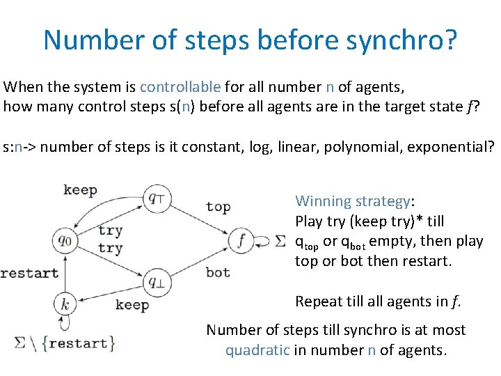 Number of steps before synchro? When the system is controllable for all number n