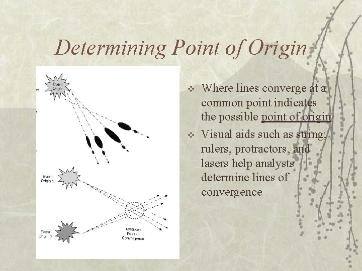 Determining Point of Origin v v Where lines converge at a common point indicates