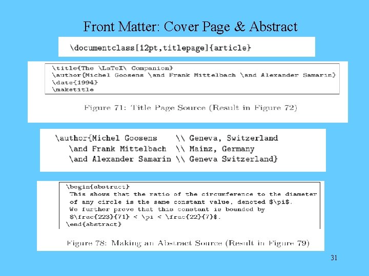 Front Matter: Cover Page & Abstract 31 
