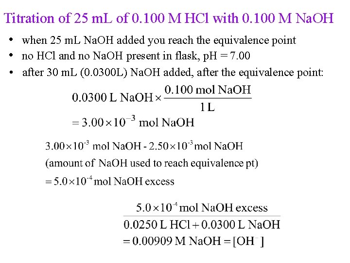 Titration of 25 m. L of 0. 100 M HCl with 0. 100 M