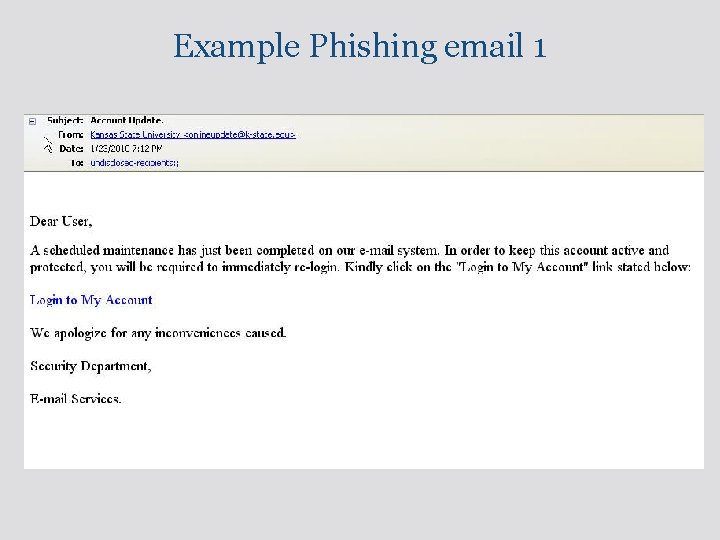 Example Phishing email 1 15 