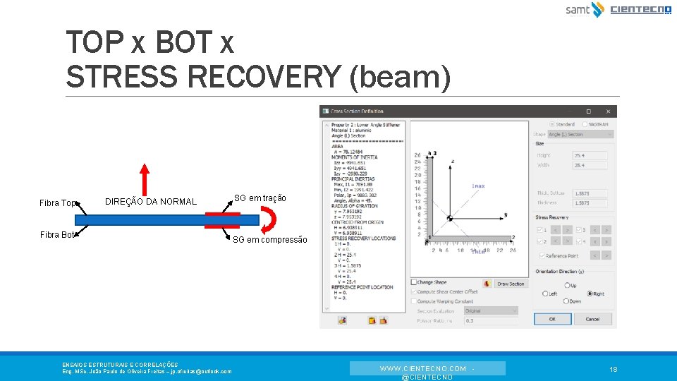 TOP x BOT x STRESS RECOVERY (beam) Fibra Top DIREÇÃO DA NORMAL Fibra Bot