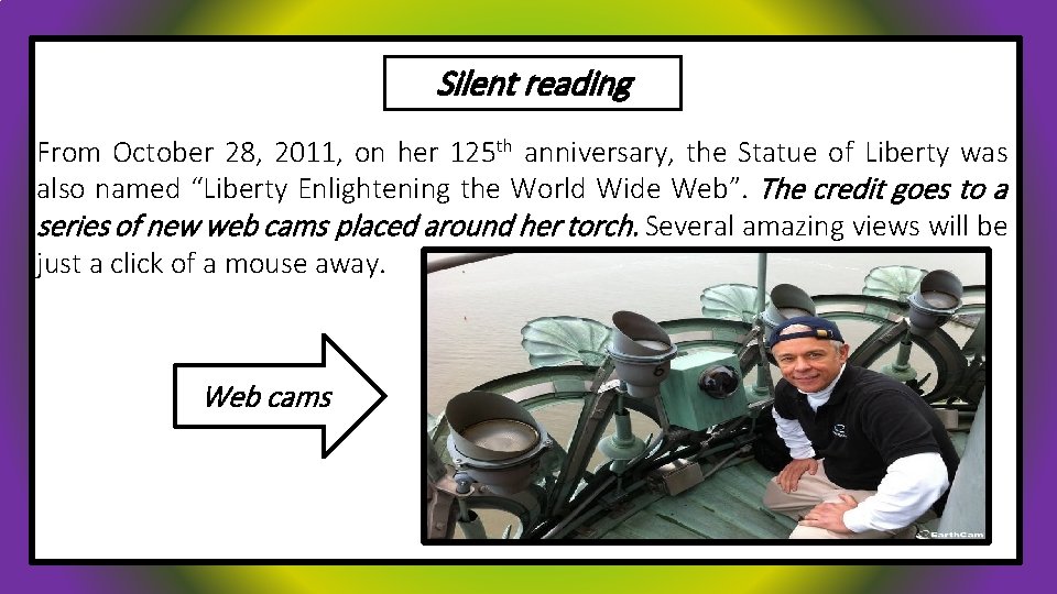 Silent reading From October 28, 2011, on her 125 th anniversary, the Statue of