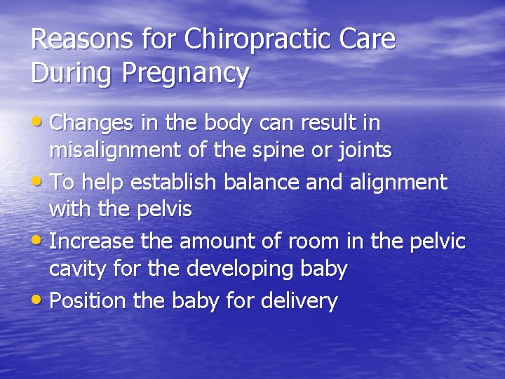 Reasons for Chiropractic Care During Pregnancy • Changes in the body can result in