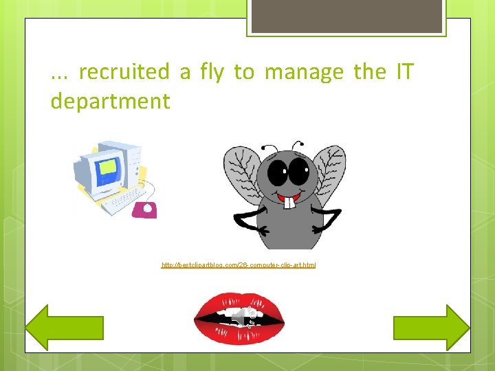. . . recruited a fly to manage the IT department http: //bestclipartblog. com/26