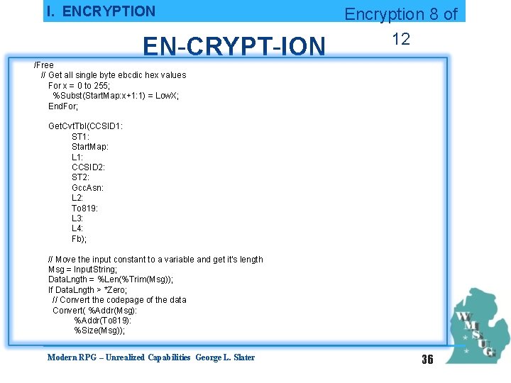 I. ENCRYPTION EN-CRYPT-ION Encryption 8 of 12 /Free // Get all single byte ebcdic