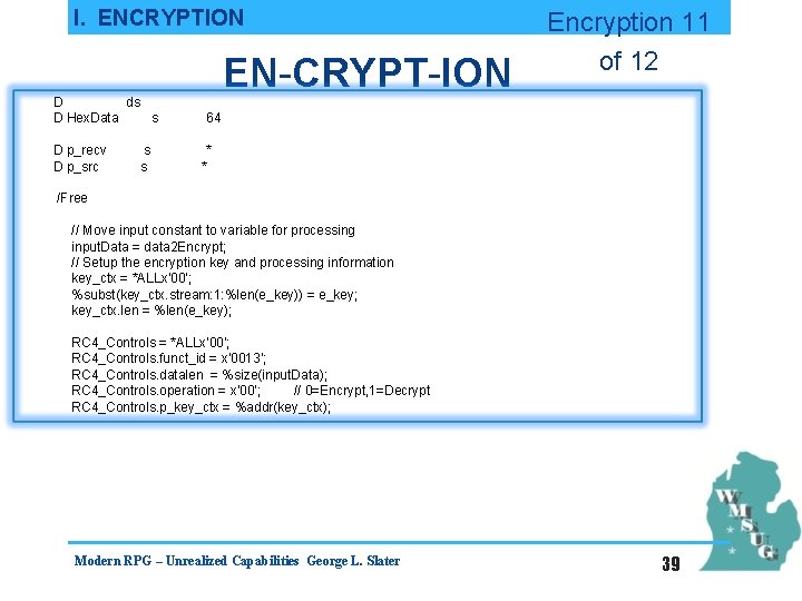I. ENCRYPTION D ds D Hex. Data s D p_recv D p_src s s