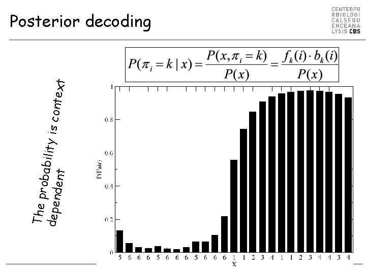 The pro bability depend is conte ent xt Posterior decoding 