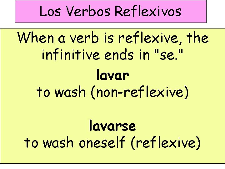 Los Verbos Reflexivos When a verb is reflexive, the infinitive ends in "se. "
