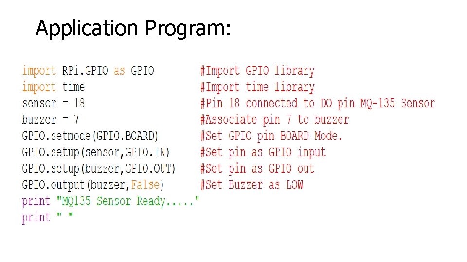 Application Program: 
