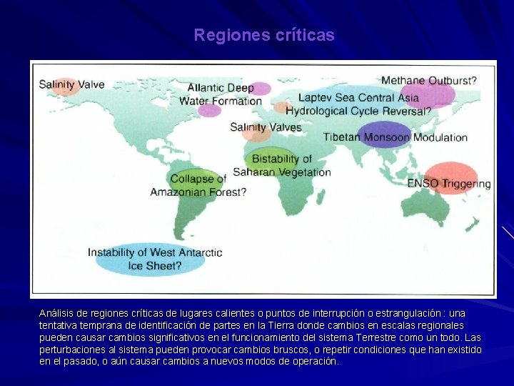 Regiones críticas Schellnhuber, 2002 Análisis de regiones críticas de lugares calientes o puntos de Regiones críticas Schellnhuber, 2002 Análisis de regiones críticas de lugares calientes o puntos de