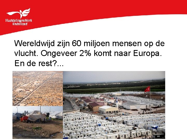 Wereldwijd zijn 60 miljoen mensen op de vlucht. Ongeveer 2% komt naar Europa. En