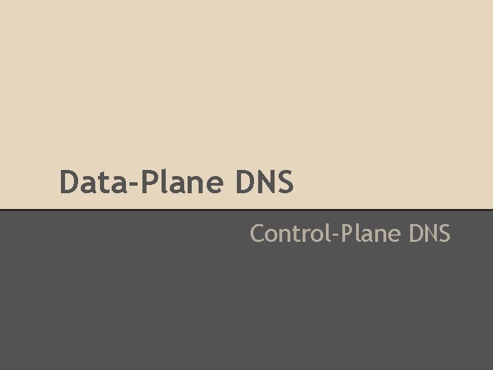 Data-Plane DNS Control-Plane DNS 