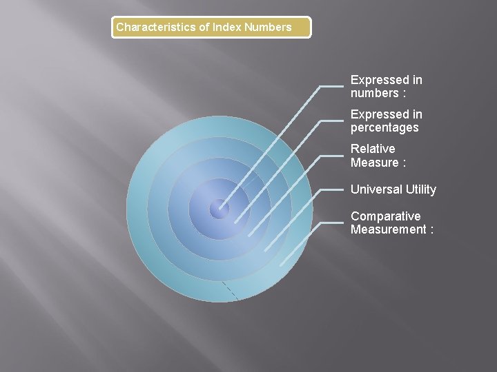 Characteristics of Index Numbers Expressed in numbers : Expressed in percentages Relative Measure :