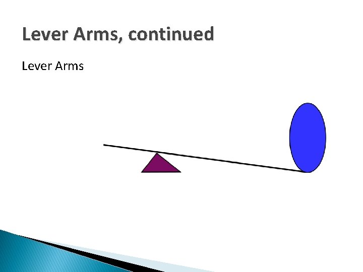 Lever Arms, continued Lever Arms 