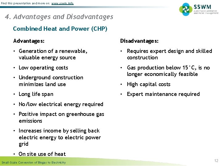 Find this presentation and more on: www. sswm. info. 4. Advantages and Disadvantages Combined