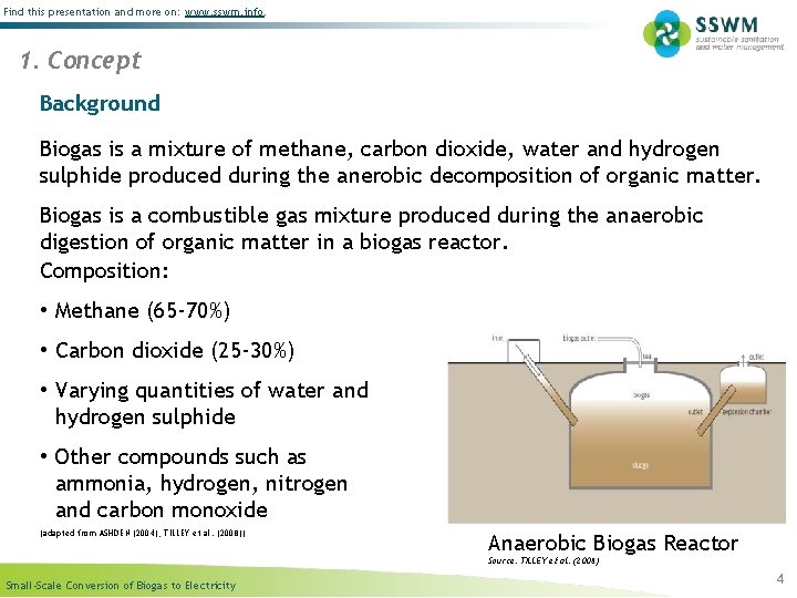 Find this presentation and more on: www. sswm. info. 1. Concept Background Biogas is